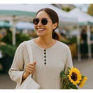 Dress For Earth Natural Hemp Long-Sleeve Henley Shirt, L